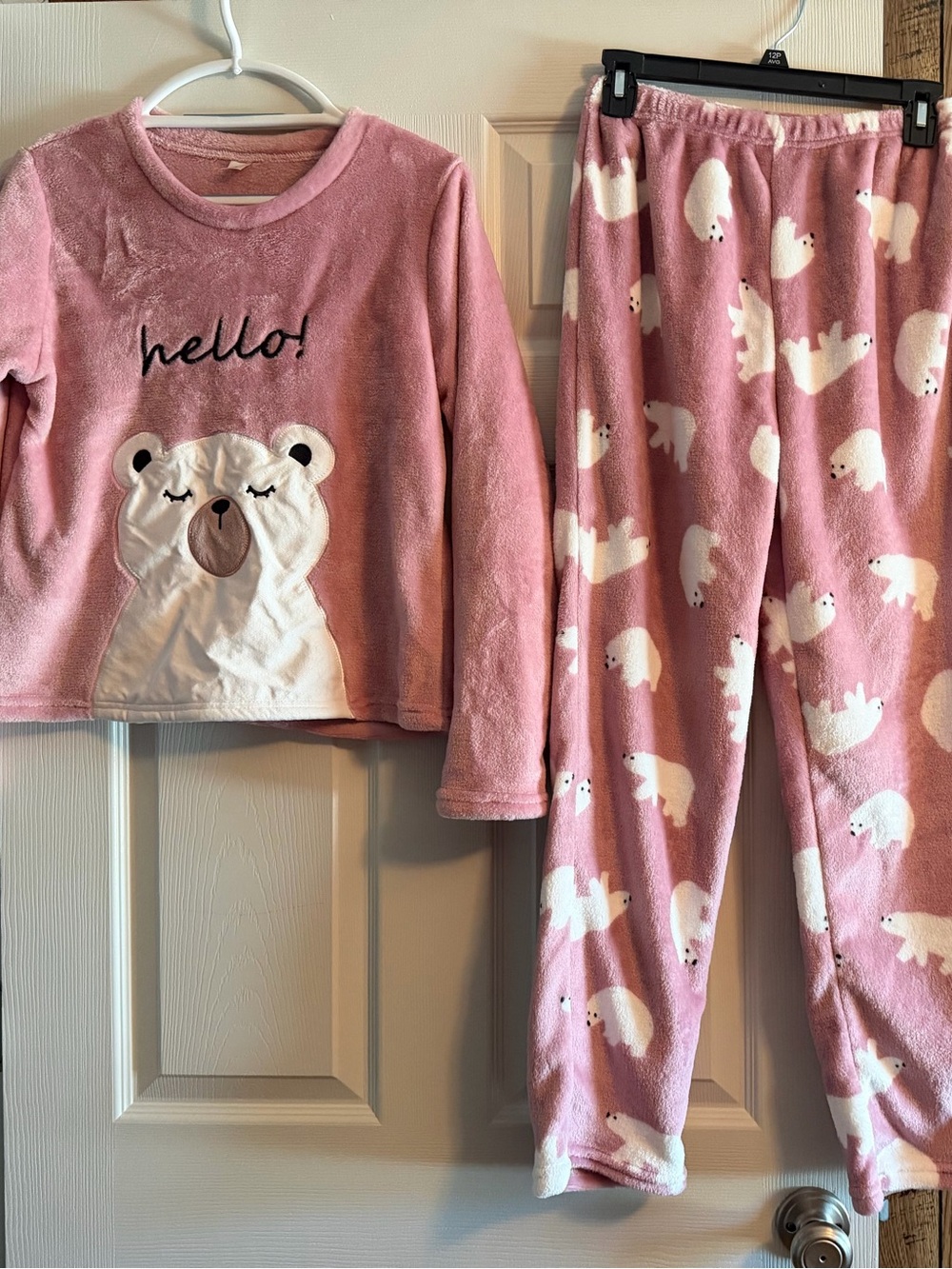 YOUTH -  Polar Bear Plush Pajama Set - Pink